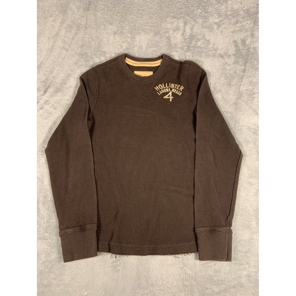 Y2K Hollister T-Shirt Laguna Beach 4 Waffle Knit Y2K Mens S Brown Embroidered
